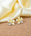 Soleil Dore Yellow Floral CZ Silver Studs