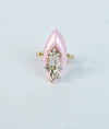 Komala Pink Enamel Floral CZ Silver Ring