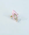 Komala Pink Enamel Floral CZ Silver Ring