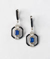 Neelaya Art Deco Blue CZ Silver Earrings