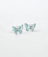 Noor Aqua Butterfly CZ Silver Studs