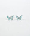 Noor Aqua Butterfly CZ Silver Studs