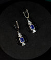 Neelaya Art Deco Blue CZ Silver Earrings