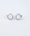 Etoile Bellezza Pearl Adorned CZ Silver Studs