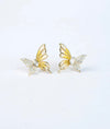 Papillon Whisper Butterfly Design CZ Silver Stud Earrings