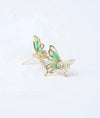 Eclat Papillon Green Enamel Butterfly CZ Silver Stud Earrings