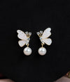 Tarua Pearl & Butterfly CZ Silver Studs