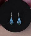 Mayura Noor Enamel Peacock Silver Drop Studs