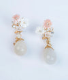 Pearla Flore Pastel Floral CZ Silver Drop Earrings