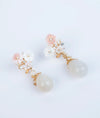 Pearla Flore Pastel Floral CZ Silver Drop Earrings
