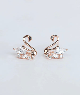 Cygnia Grace Swan Design Italian Silver Studs for women