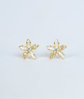 Floriva Petale Floral CZ Silver Studs for women