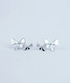 Ziva Twin Bow Knot CZ Silver Studs