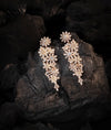 Fiorenza Cascade Floral CZ Silver Long Earrings
